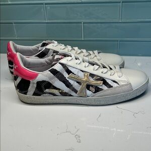 Premiata Zebra Print Sneakers - Pink, Black, and White size 40/9. Like New!